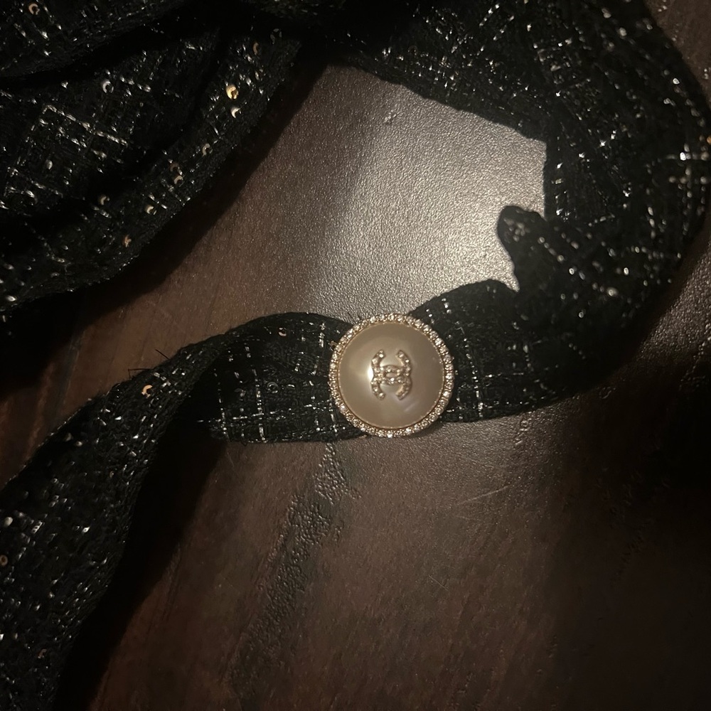 Elegant Pearl Chanel holiday packaging button and Ribbon